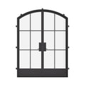 Thermally broken double arch steel entry door with insulated glass and galvanized steel frame