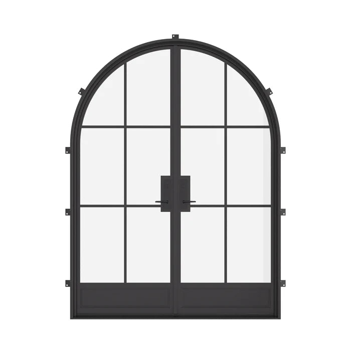 Air 7 thermal break double full arch steel front doors, insulated architectural steel entry with large arches