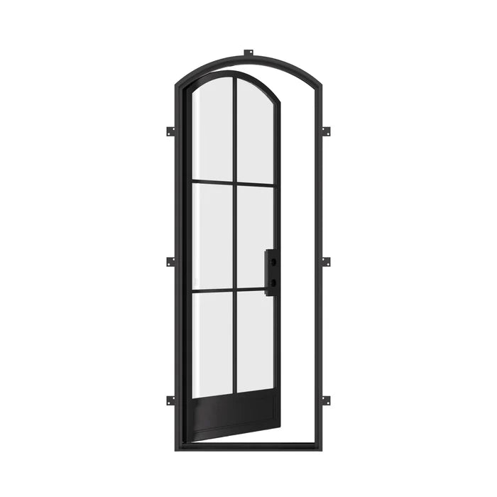 Air 7 thermal break single arch steel front door, insulated steel exterior door with arch panel