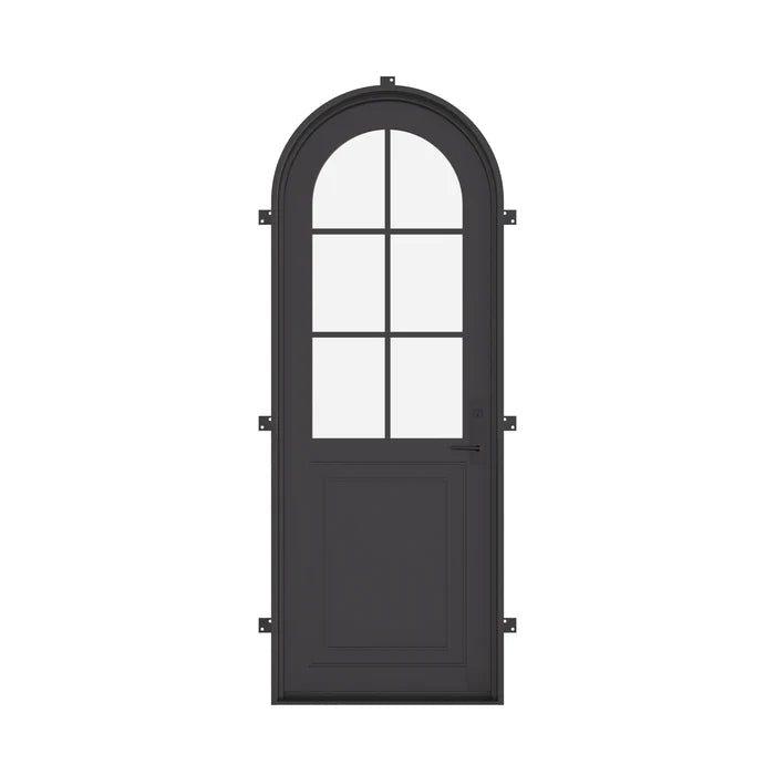 Air Getty single full arch custom thermal break steel front door with insulated architectural system