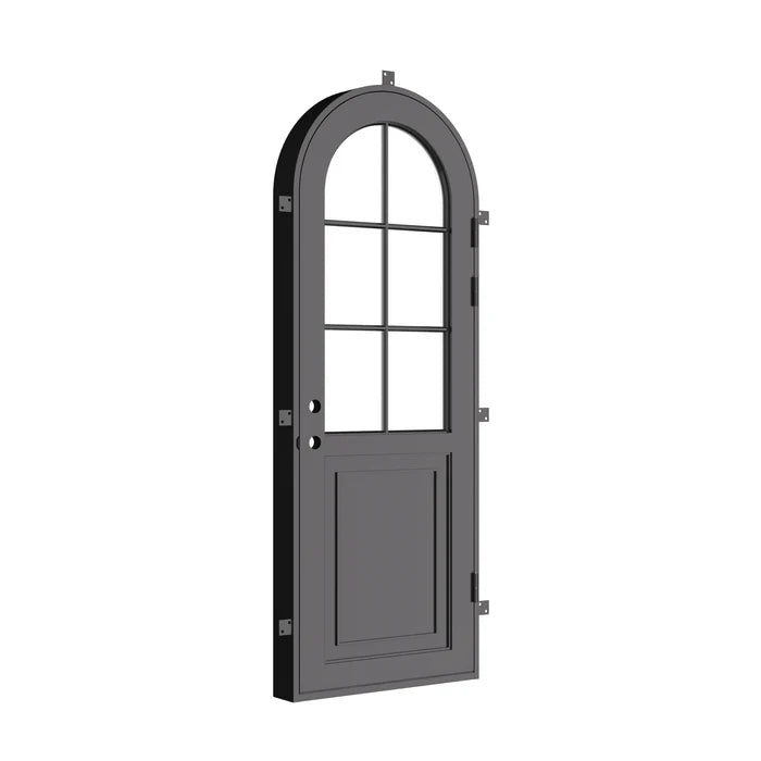 Air Getty single full arch custom thermal break architectural steel entry door with insulated frame