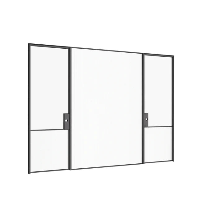 Contemporary interior glass steel double doors with center lite panel, Air Grand slim hot-rolled OTTOSTUMM steel frame