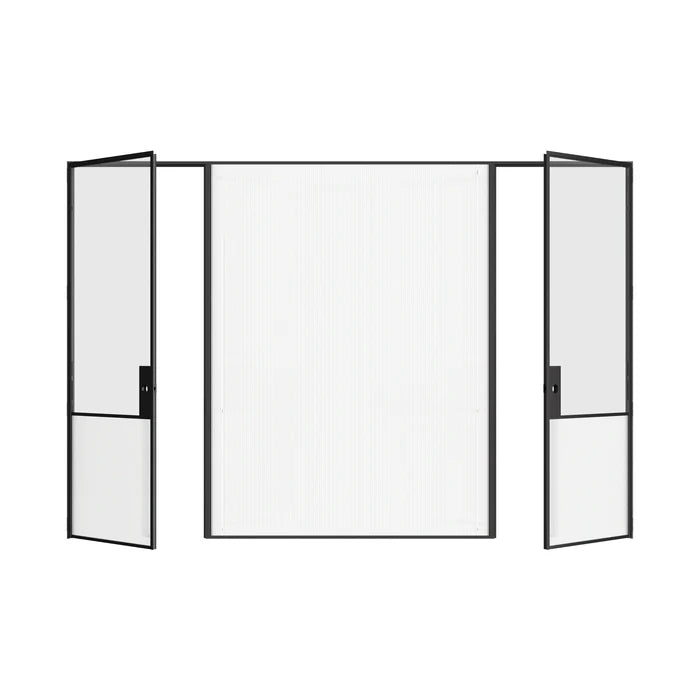 Designer interior steel double doors with fixed center panel, Air Grand OTTOSTUMM steel with narrow profiles