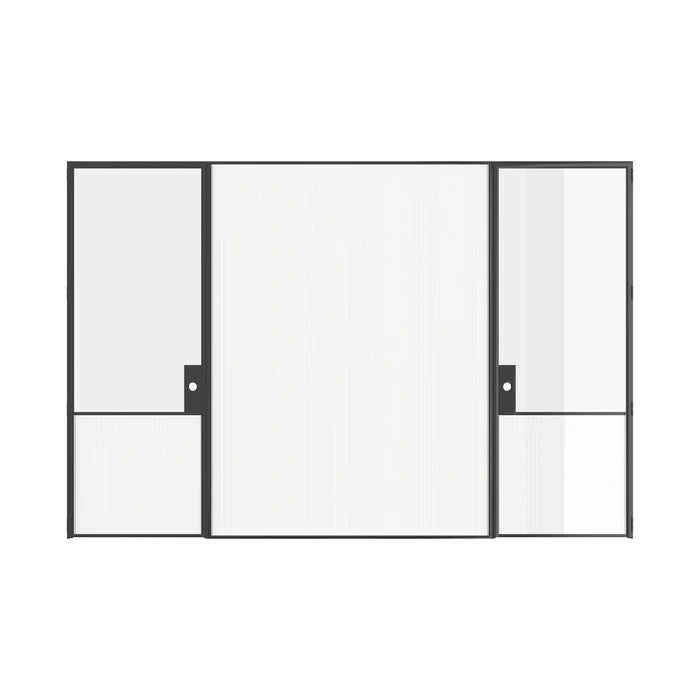 Luxury interior architectural steel doors with central glass panel, Air Grand slim OTTOSTUMM hot-rolled steel construction