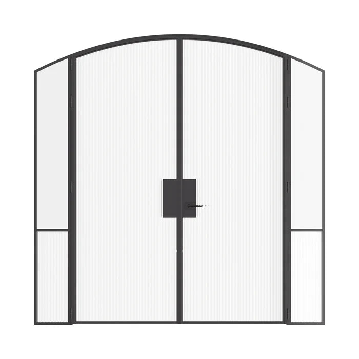 Air Grand interior steel double arch doors with sidelights, slim OTTOSTUMM hot-rolled steel frame with removable threshold