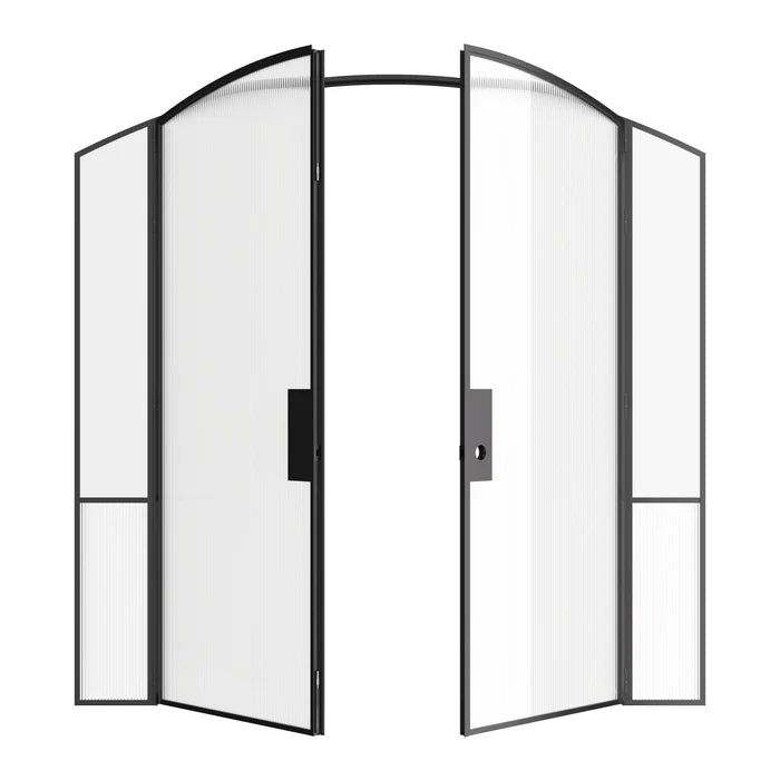 Luxury interior double arch steel doors with side windows, Air Grand slim profile OTTOSTUMM steel construction
