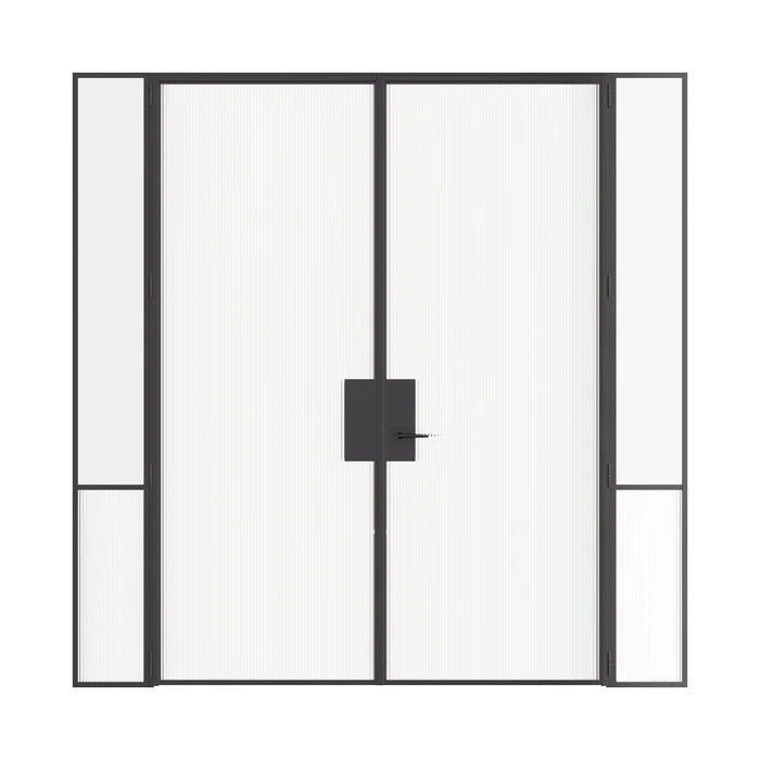Air Grand interior steel double doors with sidelights and flat top design, slim OTTOSTUMM hot-rolled steel frame