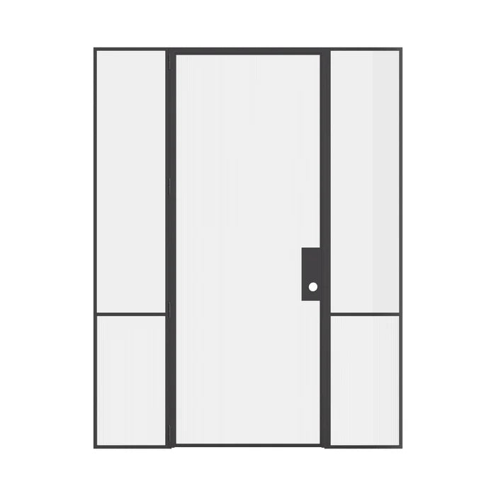 Air Grand interior steel door and sidelights using OTTOSTUMM hot-rolled steel construction with narrow sightlines and removable threshold