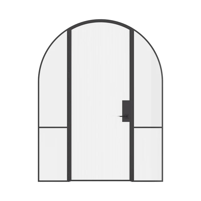 Air Grand interior steel door with sidelights and full arch top, slim OTTOSTUMM hot-rolled steel frame with removable threshold