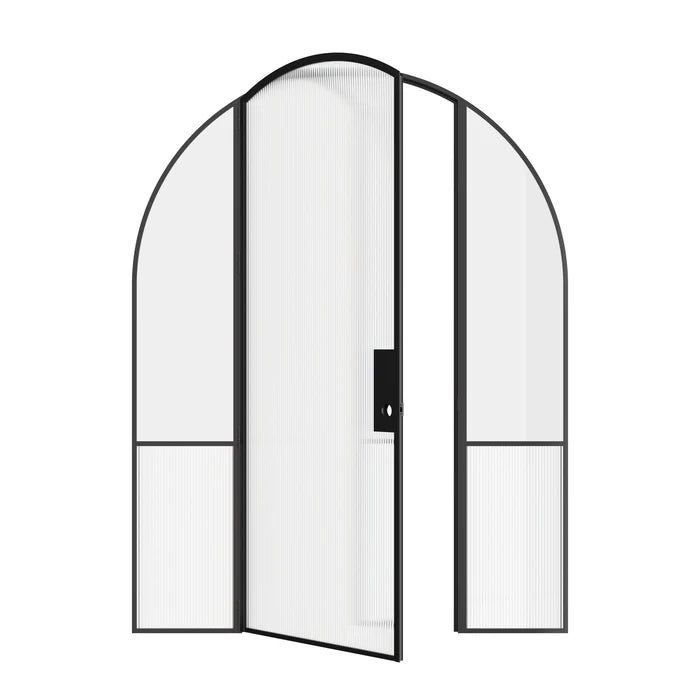 Luxury interior steel door with full arch and side windows, Air Grand slim OTTOSTUMM hot-rolled steel profiles