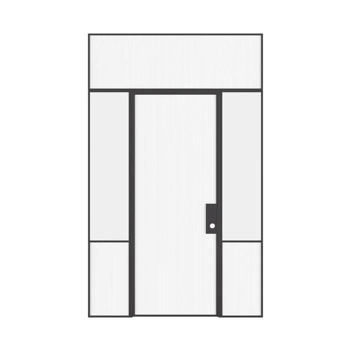 Minimalist Air Grand interior glass door with sidelights and flat transom window in OTTOSTUMM hot-rolled steel frame