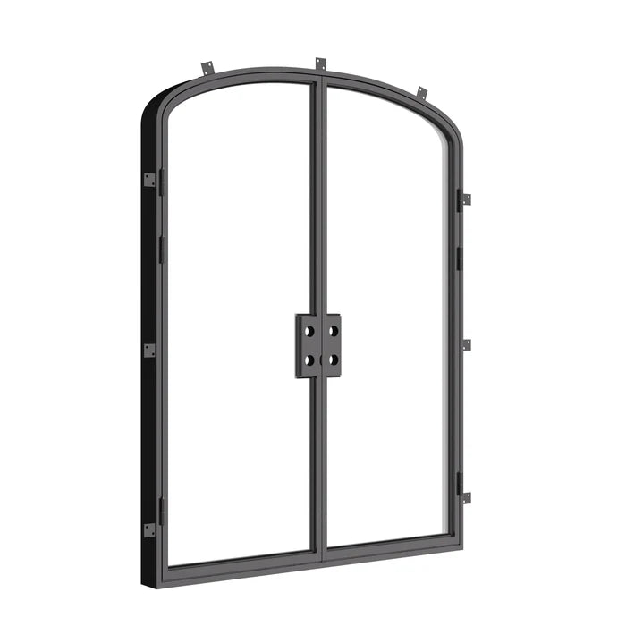 Double mini arch architectural steel door with U-factor rating.
