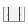Dual single flat steel doors with center fixed panel.