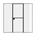 Dutch-style steel door with sidelights, crafted from hot-rolled steel with architectural lines.