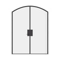Pre-hung double arch steel door with hot-rolled construction and slim sightlines.