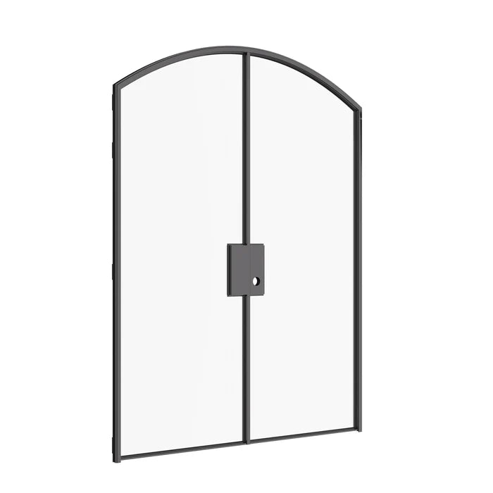 Narrow-frame double arch steel door with refined minimalist design.