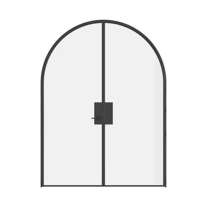 Pre-hung Air Lite interior double full arch doors in solid hot-rolled ottostumm steel with removable threshold