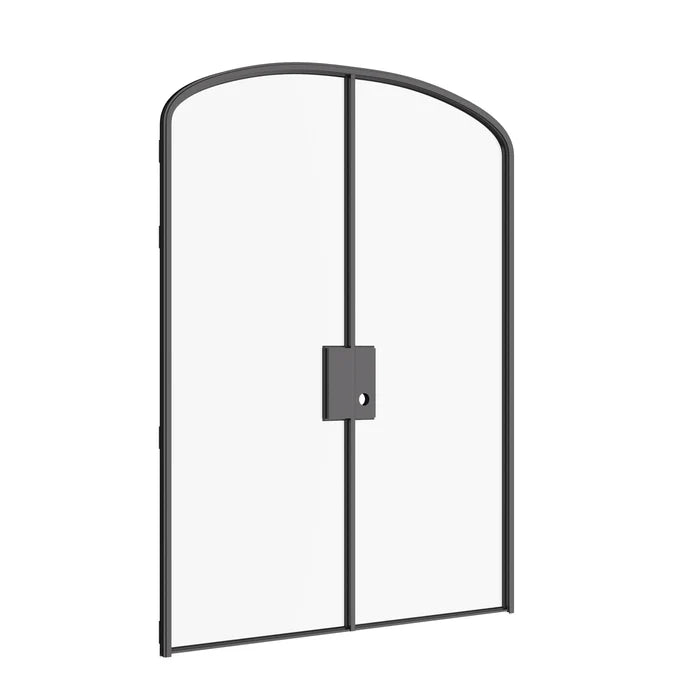 Architectural double mini arch door with modular system and glass panels