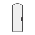 Pre-hung single arch steel door with removable threshold and slim frame