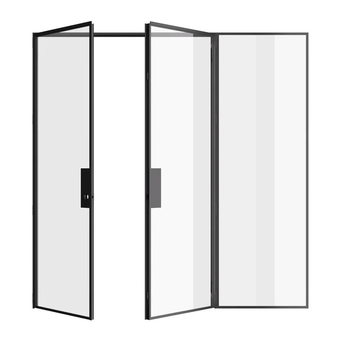 Double flat interior steel door with right lite, hot-rolled steel and slim sightlines