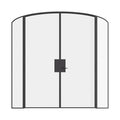 Double mini arch interior steel door with side windows, modular system and narrow frame