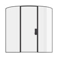 Pre-hung single mini arch steel door with sidelights and narrow sightlines.