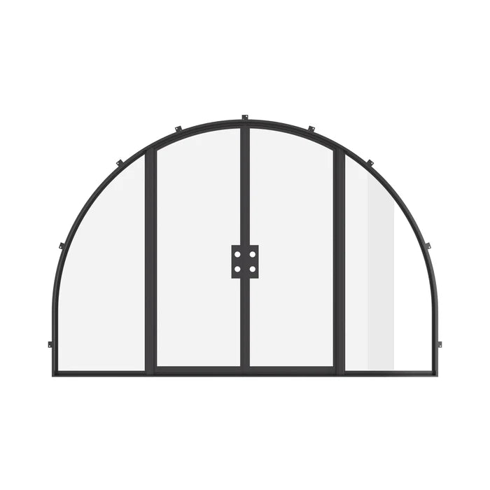 Wide double full arch thermal break door with slim sightlines.