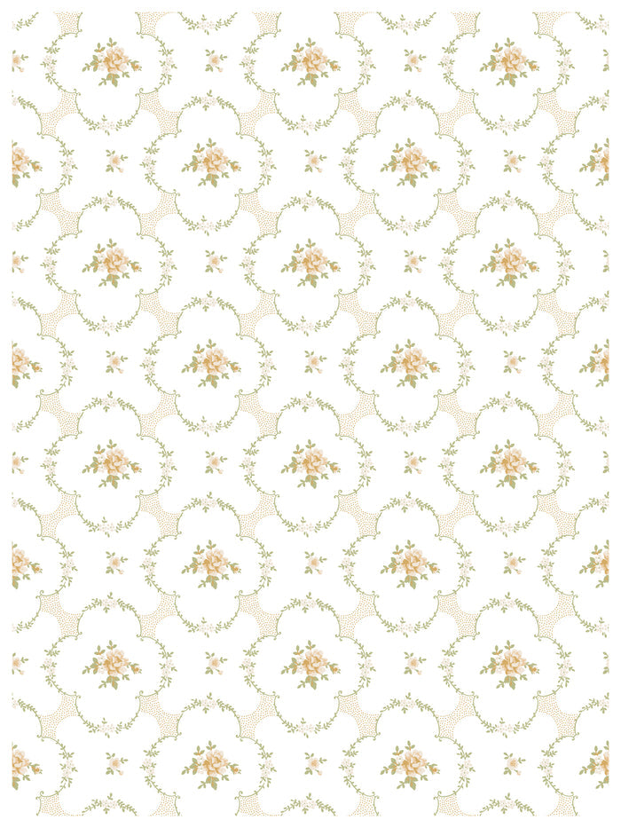 Decorative pattern with floral elements on a white background