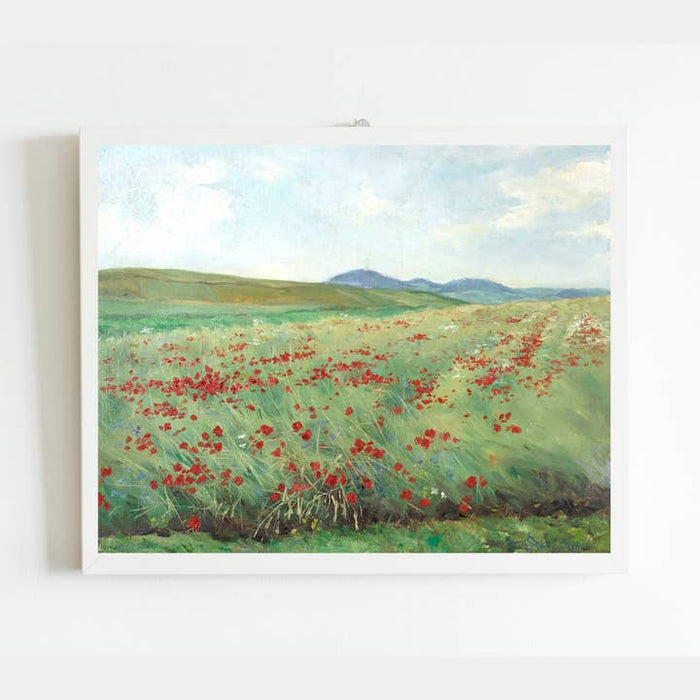 Antique Replica Field of Poppies Landscape Art Print