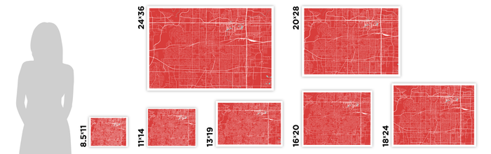Arlington Texas Map Print - Choose your color