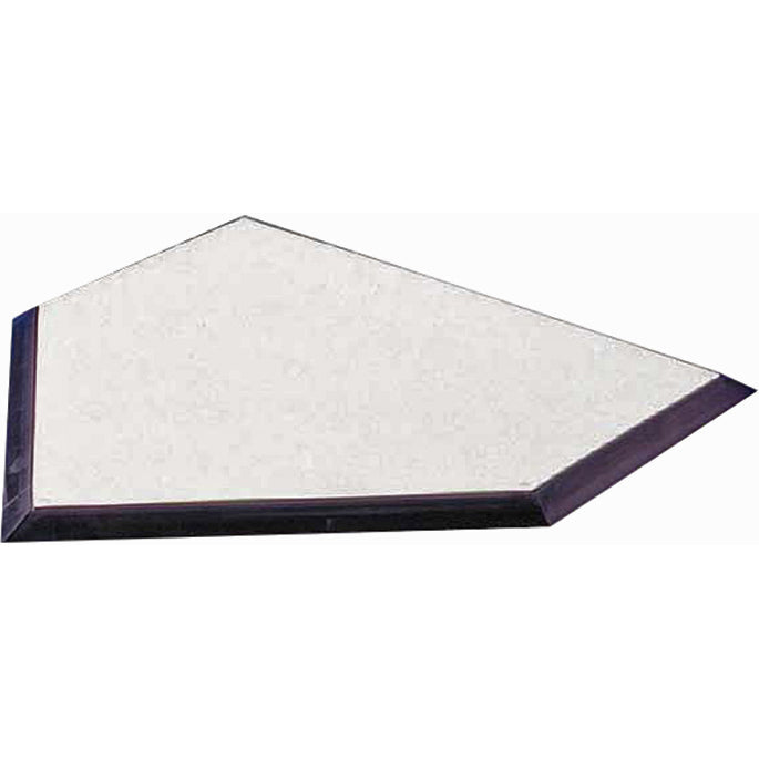 The Athletic Specialties Official Home Plate: HB1 features a white pentagonal design with black beveled edges in official size, from the Athletic Specialties brand, displayed against a plain white background.
