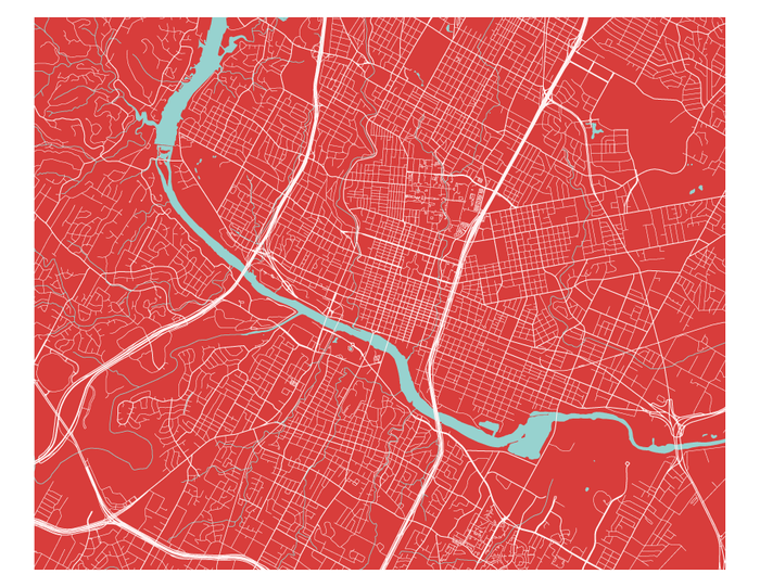 Austin Map Print - Choose your color