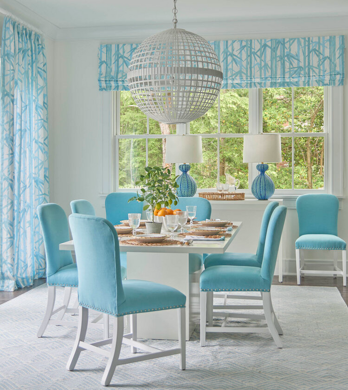 Caption: Design: Meg Braff Designs, Colorway: Aqua on White