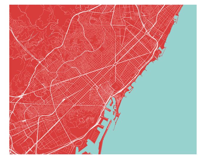 Barcelona Map Print - Any Color You Like