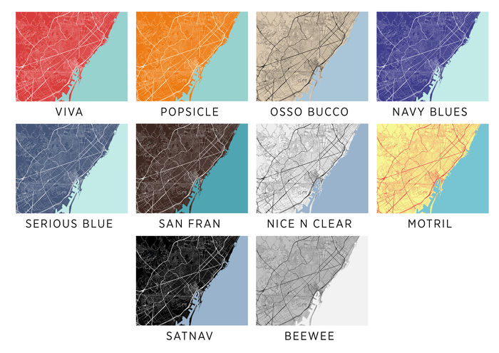 Barcelona Map Print - Any Color You Like