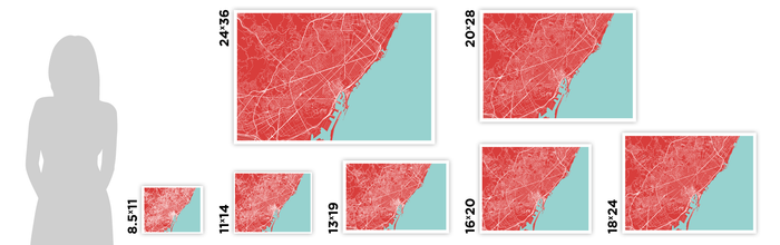 Barcelona Map Print - Any Color You Like