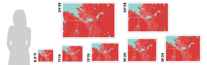 Bergen Map Print - Choose your color
