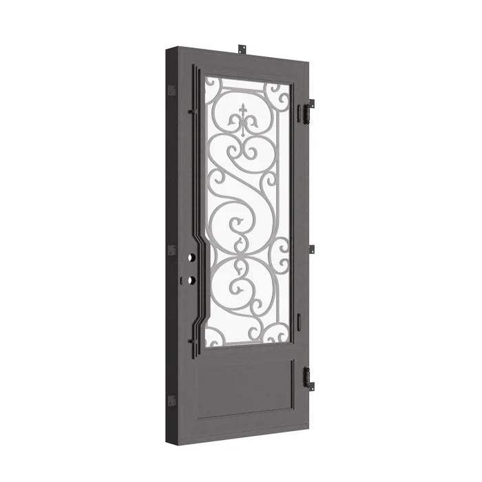 Beverly square top single metal exterior door thermally broken in black.