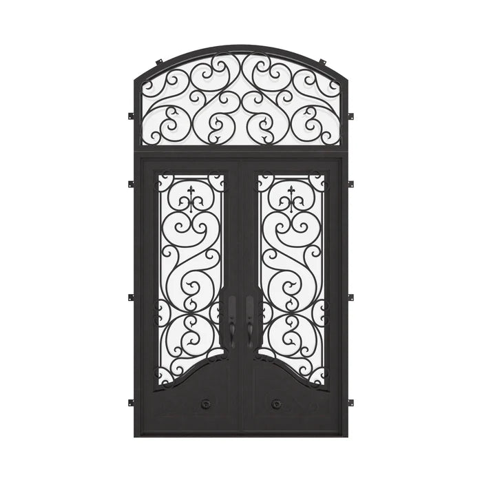 Beverly thermally broken hinged french swing door with arched top window.