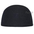 Black Skull Cap 100% Nylon Head Cover Kufi Knitted Vertical Lines Taqiya X-SM to 4x