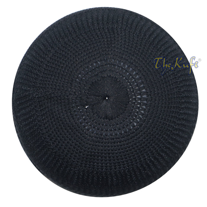 Black Skull Cap 100% Nylon Head Cover Kufi Knitted Vertical Lines Taqiya X-SM to 4x