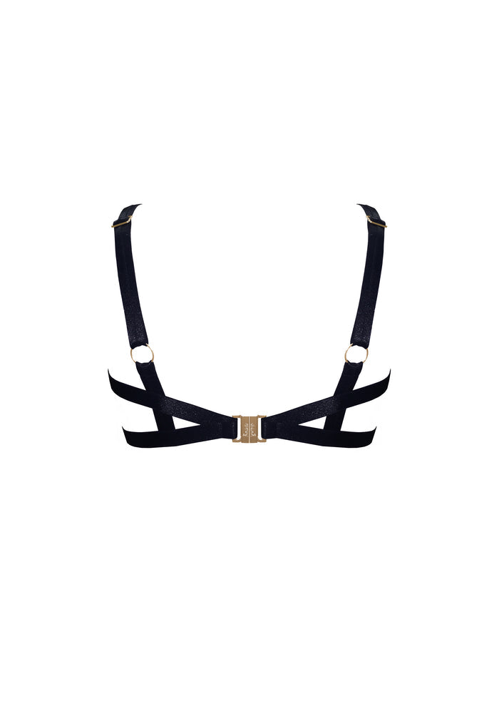 Bordelle Signature Wireless Satin Black Ouvert Bondage Belle Frame Bra - House Of Huntington
