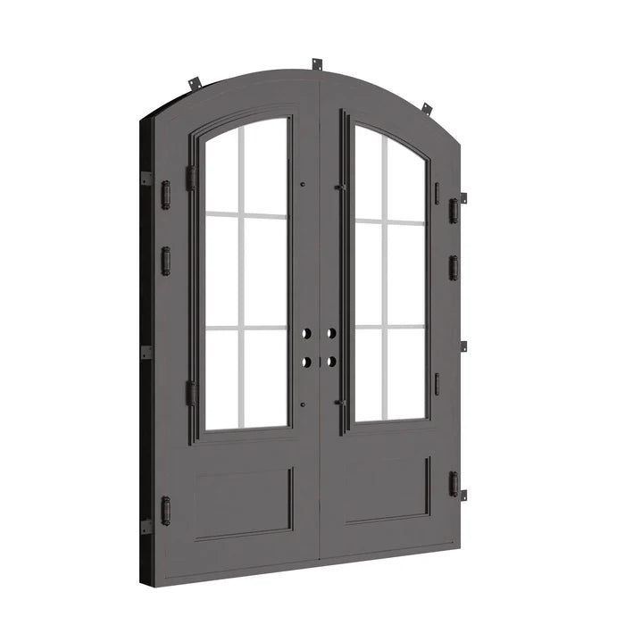 Bristol entry door in black with glass and thermal break.