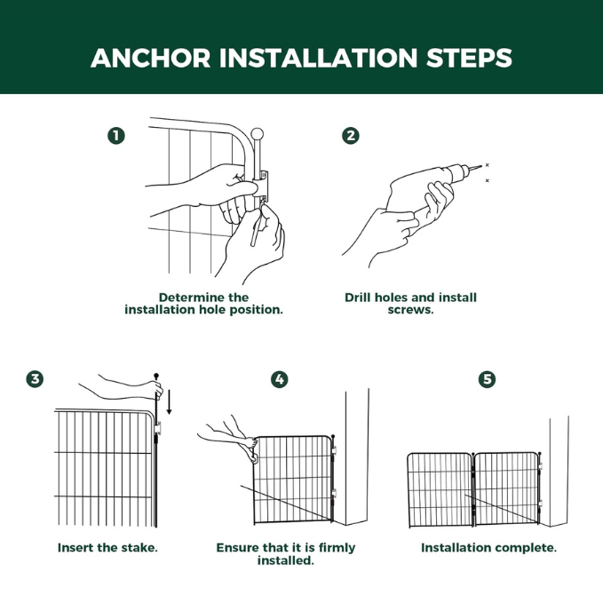 Bundle - Homeplus Dog Playpen & Fence-to-Wall Anchor(Pack of 4)