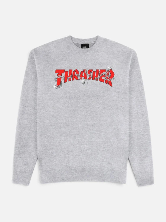 Buzo Thrasher Crew Chains Gris Melange