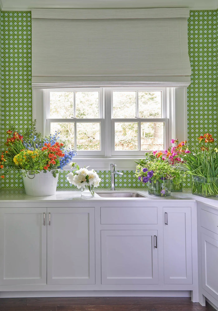 Caption: Design: Meg Braff Designs, Colorway: Apple Greens on Sky