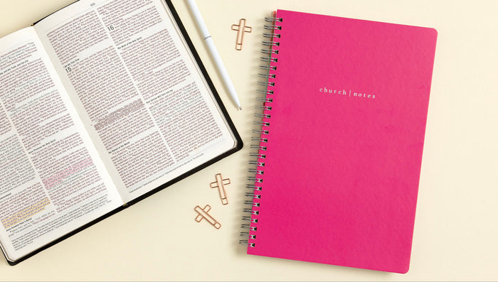 Church Notes Notebook -Hot Pink Girl, Open Your Bible!