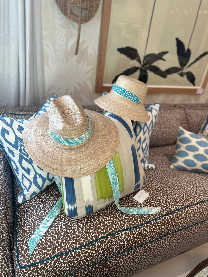 Clematis Bucket Hat - Meg Braff Designs "Picwic Stripe" Fabric Ribbon - Turquoise