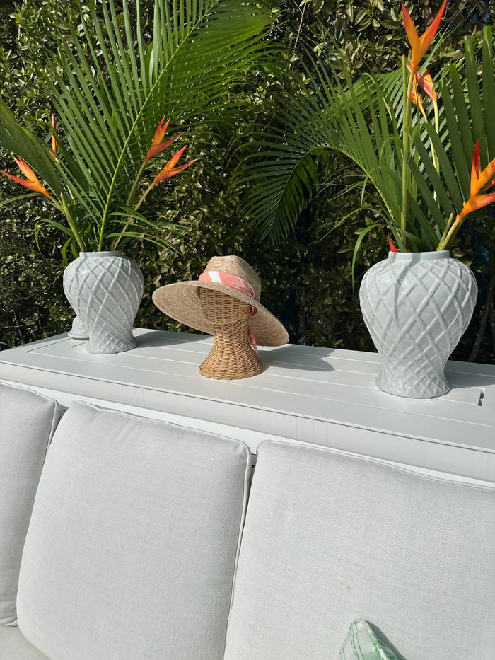 Clematis Bucket Hat - Meg Braff Designs "Picwic Stripe" Fabric Ribbon - Turquoise