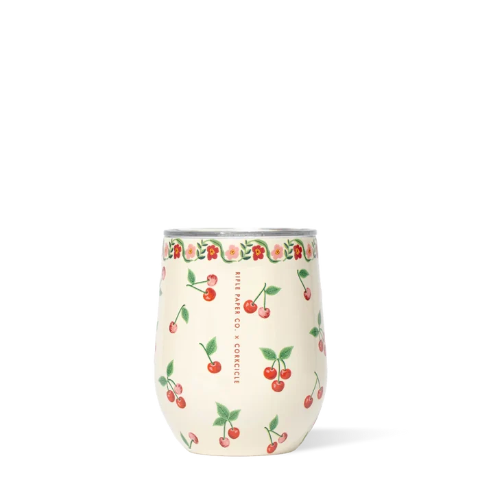 Corkcicle Stemless Wine -Rifle Paper Cherries